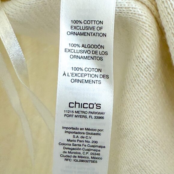 Chico's Beaded Foil-Print Cardigan Women's Size 2 L/12 Gold NEW with tag - Picture 12 of 13